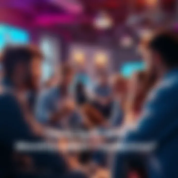 A group of people sharing tips and experiences about monthly ladder competitions in a casual setting