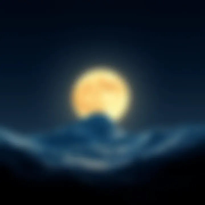 A glowing moon with waves radiating from it, symbolizing activation and energy, against a night sky.