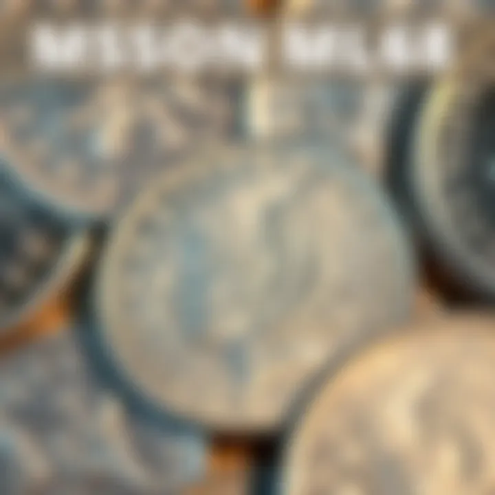 Close-up of a collection of Morgan silver dollars graded MS68, showcasing their shine and detail