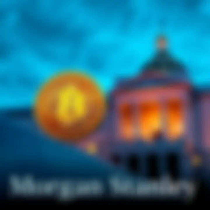 Morgan Stanley logo with Bitcoin symbol and SEC building in the background