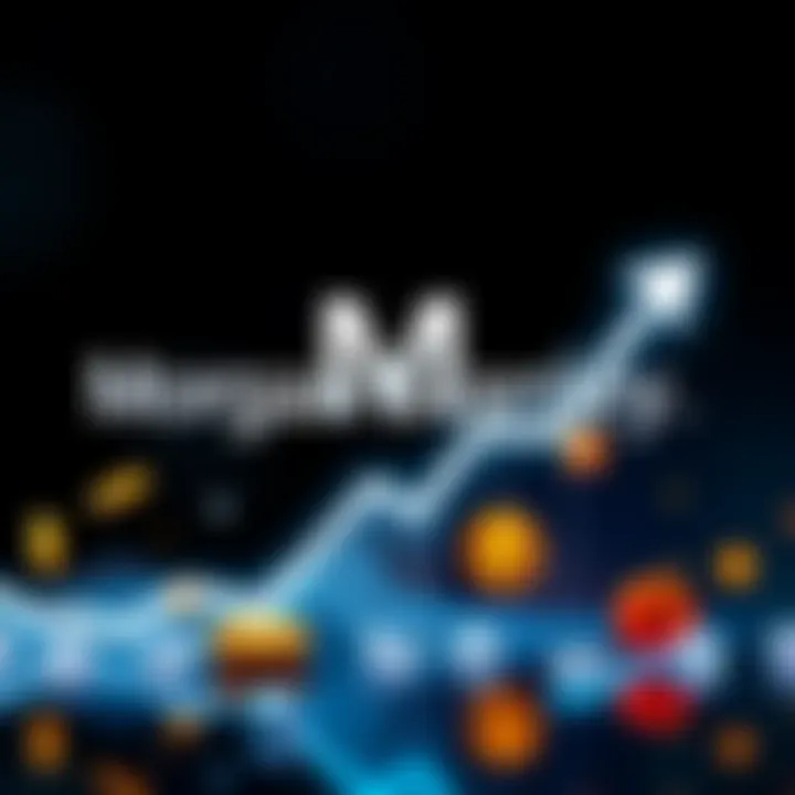 Morgan Stanley logo with cryptocurrency symbols and a downward trend line indicating lower fees