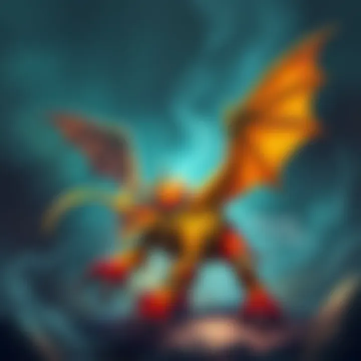 Morrei monster design concept A colorful illustration of the imaginative Morrei monster featuring large wings, sharp claws, and vibrant scales, set against a mystical background.