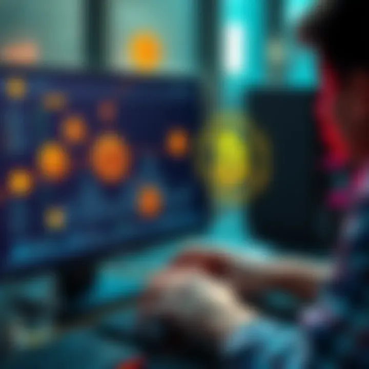 Moving Bitcoin from Ledger Wallet A person using a computer to transfer Bitcoin from a Ledger wallet without Ledger Live, with a graphical representation of Bitcoin symbols and a secure connection.