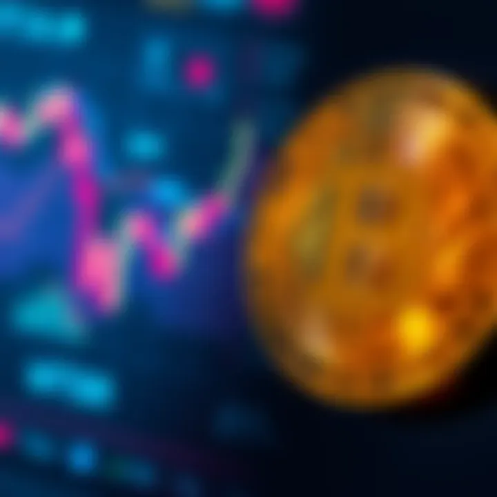 A digital chart showing a steep decline in MSTR's stock price alongside a Bitcoin logo, highlighting the company's recent losses.