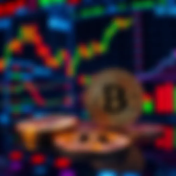 A visual comparison showing MSTR stocks and Bitcoin with investment charts and graphs in the background.