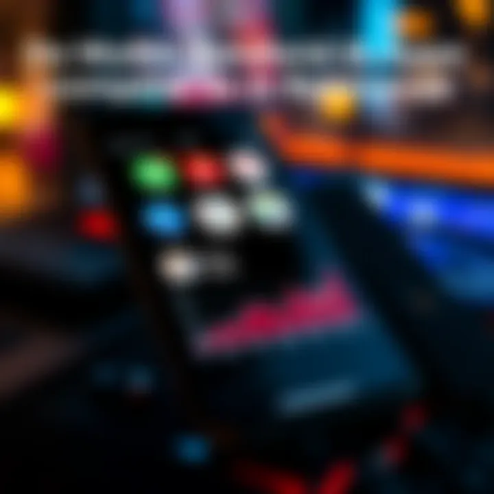 A smartphone displaying various bandwidth sharing apps competing for resources, with a graph indicating slow internet speed.