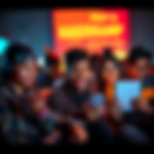 A group of excited participants checking their emails for Myntra HackerRamp results