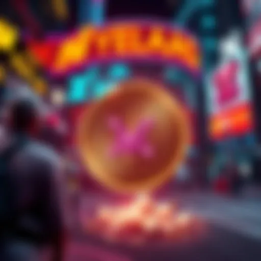 A digital graphic representing a meme coin with a market cap of $200 million, featuring a vibrant design that symbolizes cryptocurrency