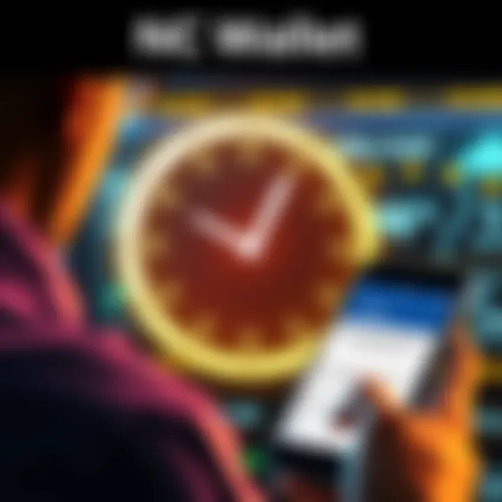 A graphic showing a stalled Bitcoin withdrawal from NC Wallet, with a clock symbol indicating a delay and a frustrated user looking at a support message on their phone.