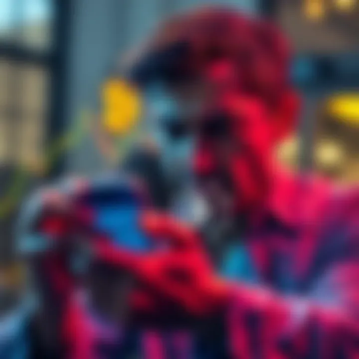 New Bitcoin Investor A stressed person looking at a falling Bitcoin chart on a smartphone, symbolizing loss in investment.