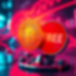 Illustration showing a symbol of cryptocurrency next to a tax-free sign, representing the Innovative Finance ISA