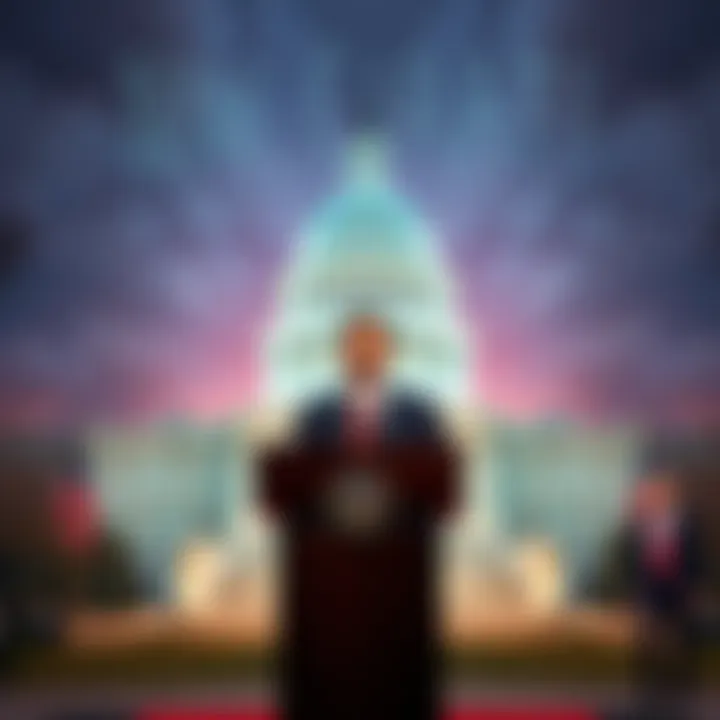 US Representative Ro Khanna stands at a podium announcing a bill to stop crypto trading by Trump and Congress members, with a backdrop of the Capitol building.
