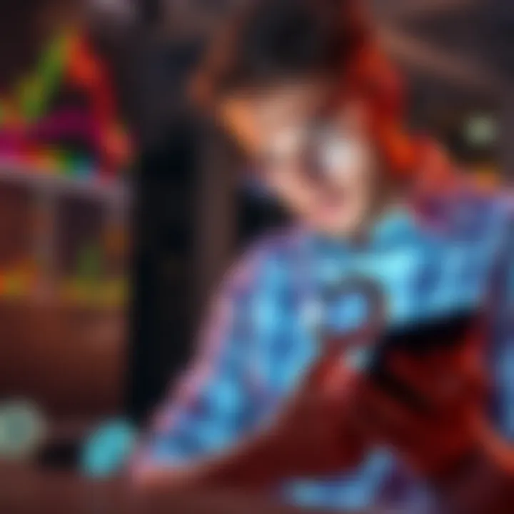 A beginner investor looking at cryptocurrency options on a smartphone, with a focused expression, surrounded by charts and coins.