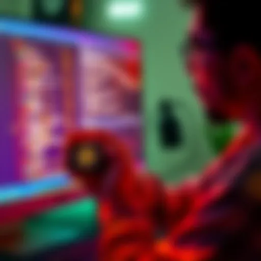 A user holding a Ledger device, looking at a computer screen with crypto information