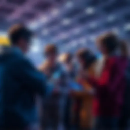 A group of new players discussing the benefits of a reward ladder subscription while looking at their screens