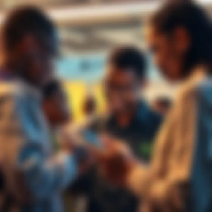 People discussing the new UI update on their devices in South Africa