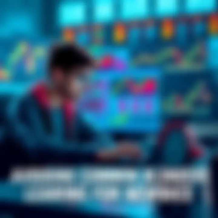 A person sitting at a desk with a laptop, studying cryptocurrency charts and graphs, looking focused and thoughtful.