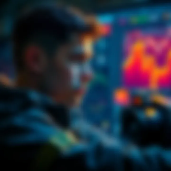 A person looking for guidance on using hydro power for mining, with charts and graphs in the background.