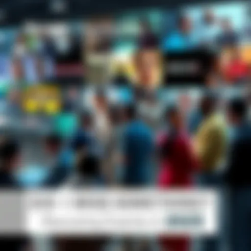 A collage of significant news events from 2025, showcasing people discussing key topics in a vibrant community setting.