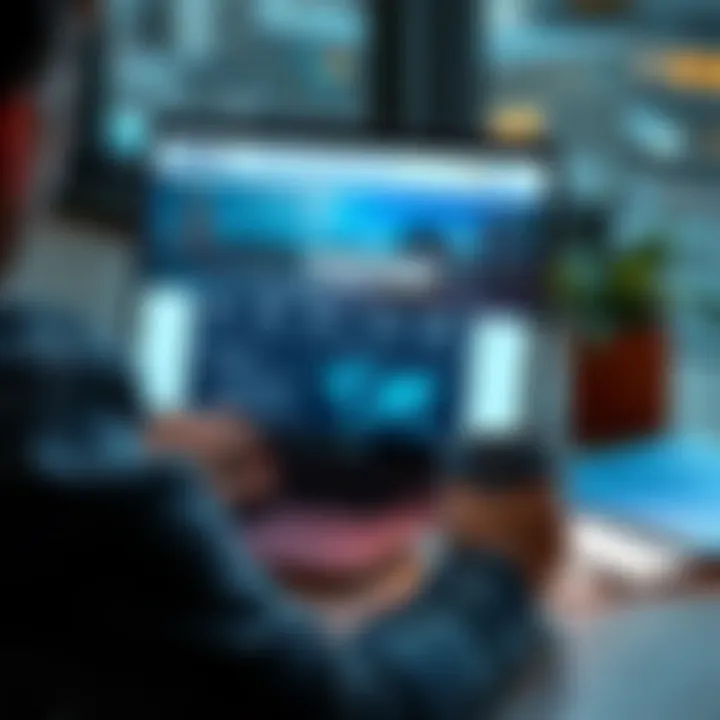 Nexo Operations in the US A person looking at a laptop screen with Nexo's website showing updates about US operations, with financial documents and a coffee cup nearby.