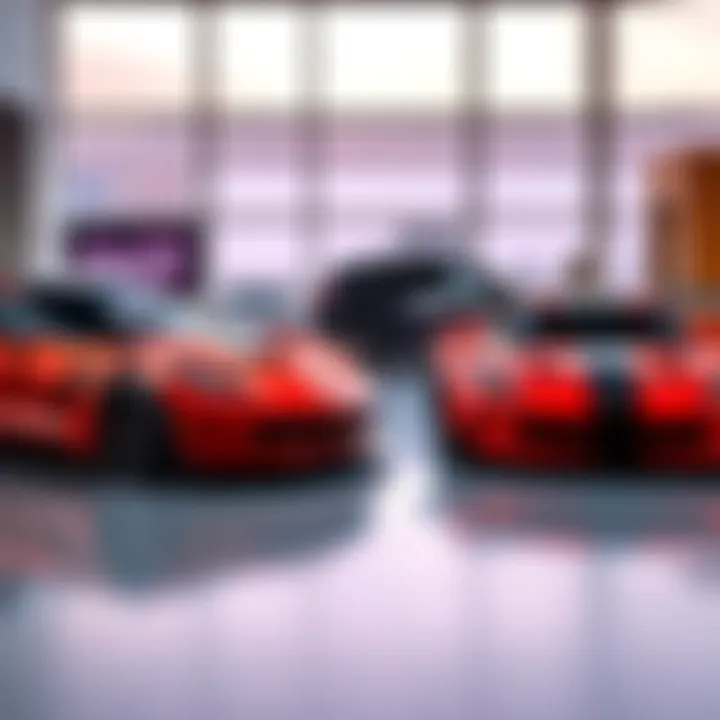 Niche Cars Market Manipulation A C7 ZR1 and a Gen 5 Viper ACR parked in a dealership, showcasing their sleek designs and vibrant colors, highlighting market interest.