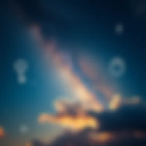 A serene night sky filled with stars and clouds, illustrating various dream symbols like a key, a clock, and a feather, symbolizing the power of dreams.