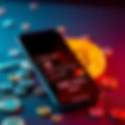 A virtual debit card displayed on a smartphone with cryptocurrency symbols in the background
