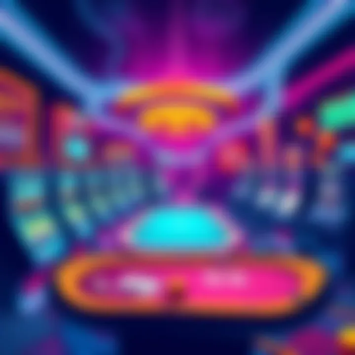 An illustration showing a vibrant, modern digital casino scene with colorful slot machines and poker tables, emphasizing privacy in gaming without KYC checks.