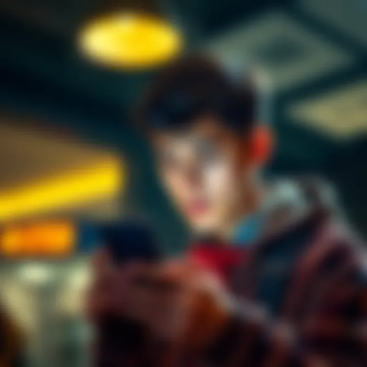 A concerned non-EU citizen looking at their phone, depicting issues with bank account access in Ireland