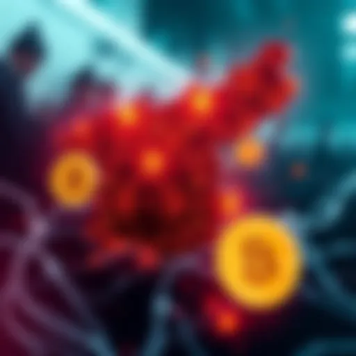 Visual representation of North Korea's cyber attack on the Drift crypto platform, with symbols of hacking and crypto currency.