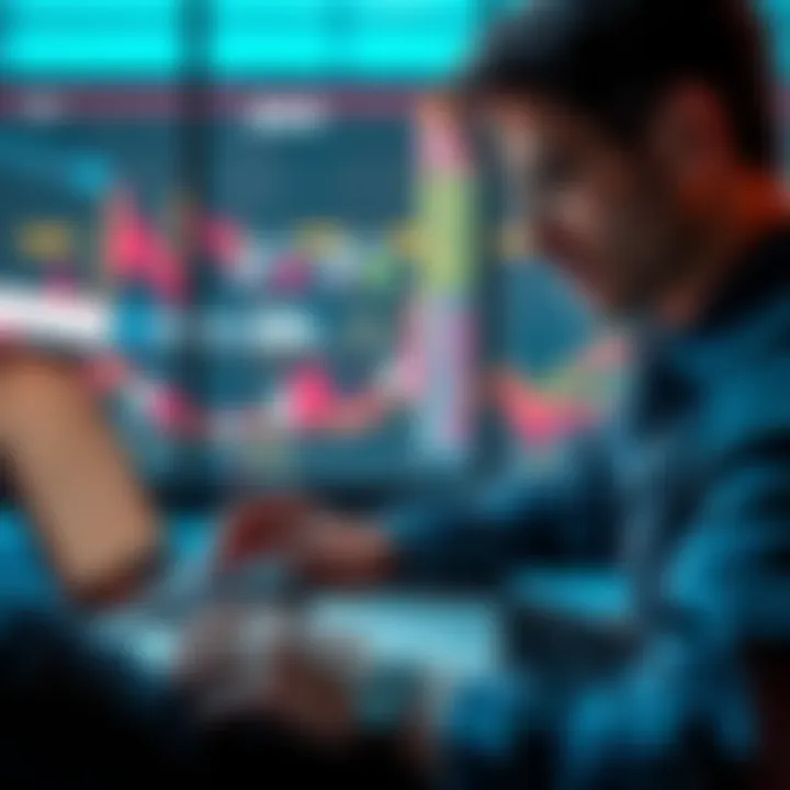 A person researching cryptocurrency investment options with a laptop and notes, focusing on Bitcoin and Ethereum