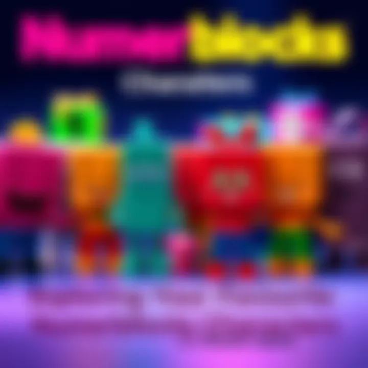 A colorful group of Numberblocks characters, each with unique designs, smiling together to show their friendship.