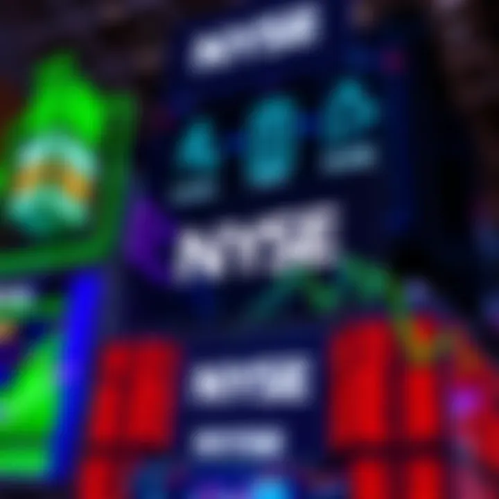 A digital display showcasing the NYSE tokenization platform for 24/7 equity trading with a vibrant graphic design.