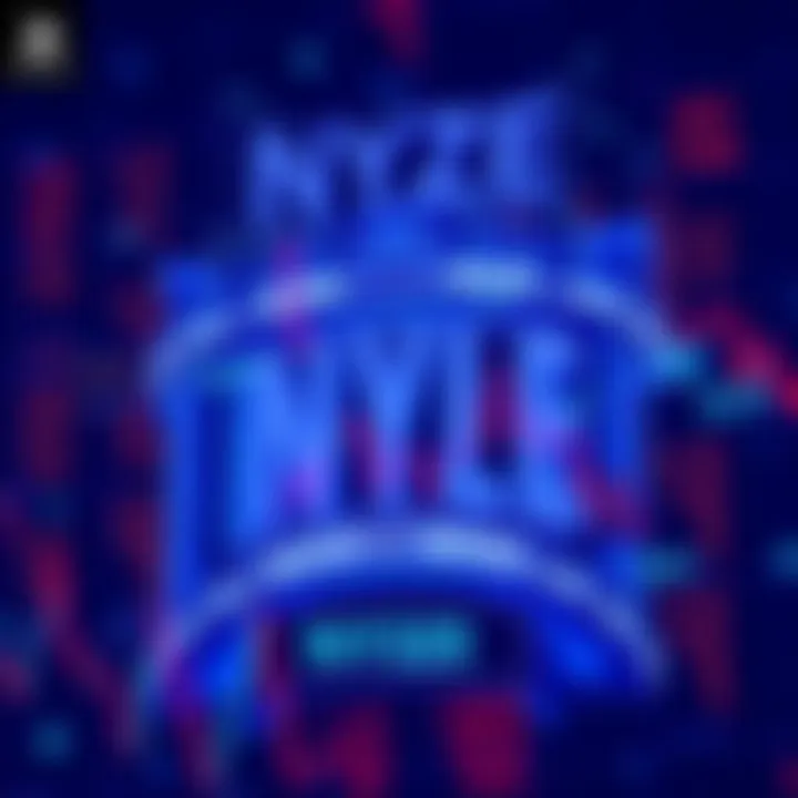 A digital representation of the NYSE logo with stock charts showing constant trading activity, symbolizing 24/7 trading access for US stocks on a new platform.