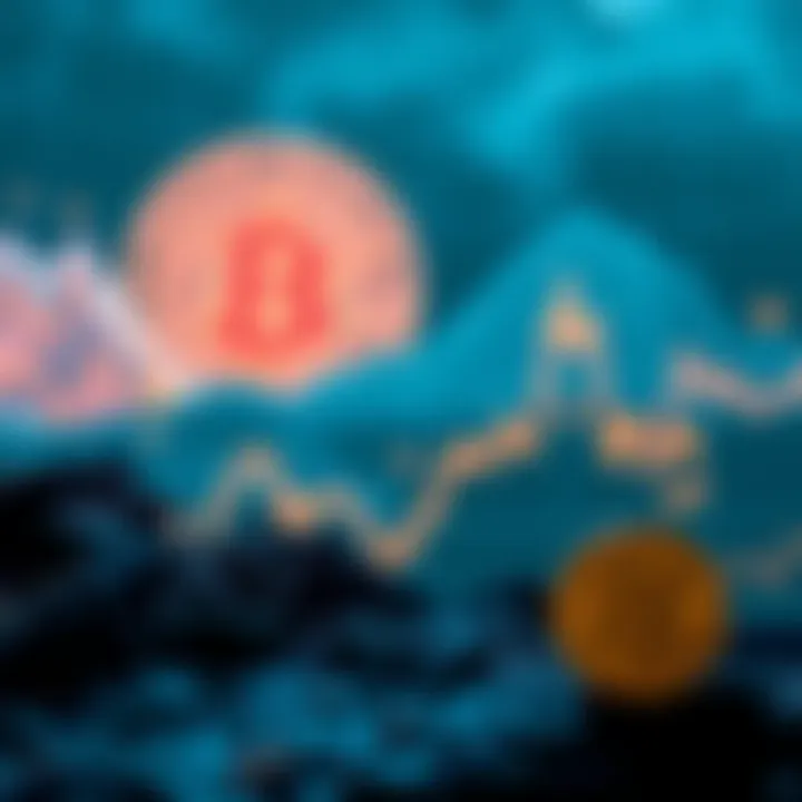 Graph showing the rise of oil trading with Bitcoin in the background