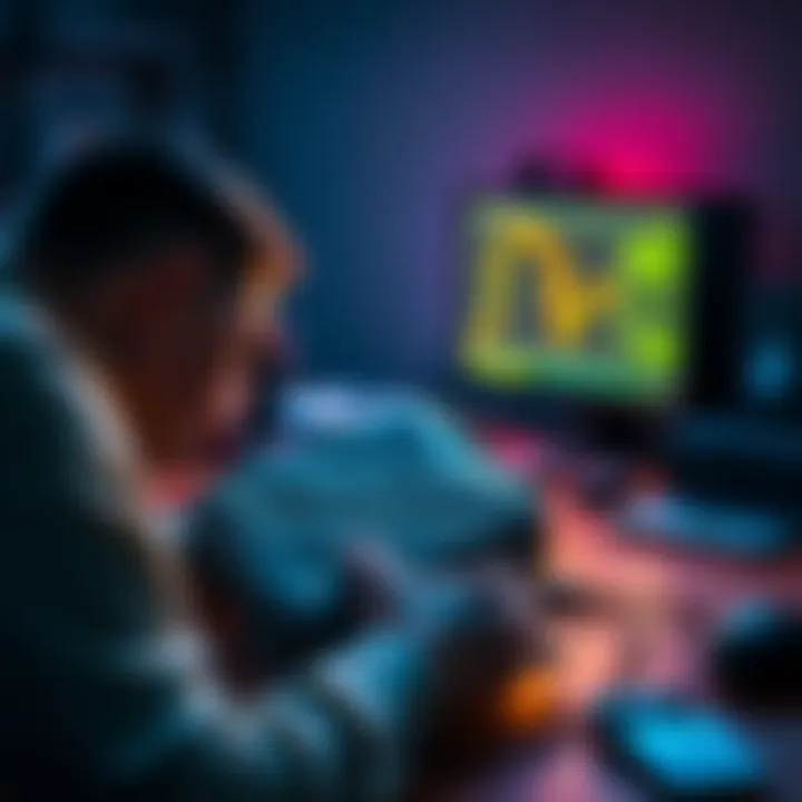 A person looking at an old Nano S wallet on a desk, surprised to find it has a significant balance, with a laptop and a secure computer setup nearby.
