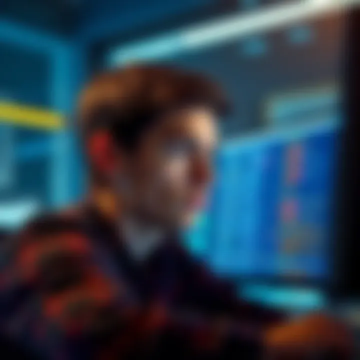 A person looking at old Bitcoin files on a computer screen with a thoughtful expression
