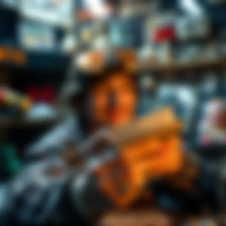A person holding an old card while smiling, surrounded by nostalgic items like toys and photos, evoking memories of the past