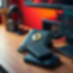 An old Electrum wallet displayed on a wooden desk with a computer and a hardware wallet nearby, symbolizing cryptocurrency management.