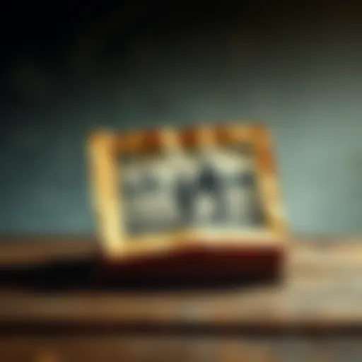 A faded black and white photo of a family gathered outdoors, evoking feelings of nostalgia and loss.