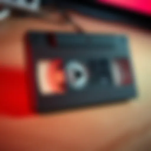 Old video brings back memories A vintage video cassette with a play button, symbolizing nostalgia and memories from the past.