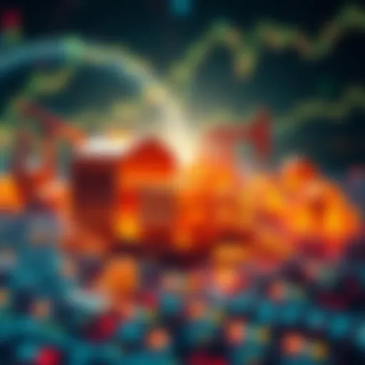 A digital representation of commodities like gold and oil being traded on a blockchain platform, illustrating modern trading methods.