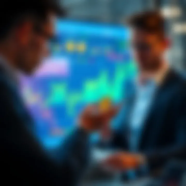 Oobit Business Launch A business professional analyzing financial data with stablecoins on a digital screen.
