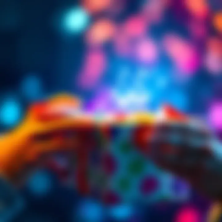 A close-up of a person's hands opening a colorful gift box with excitement and curiosity