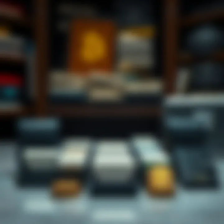 A table displaying multiple labeled cold storage wallets for cryptocurrencies, each neatly organized and color-coded for easy identification.