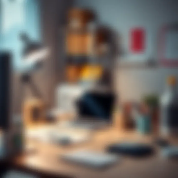 A tidy desk with neatly arranged office supplies and a laptop, showcasing how neatness promotes productivity.