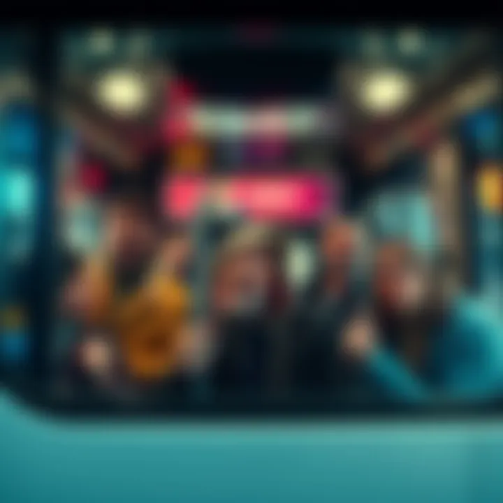 A group of frustrated commuters on a bus reacting to inappropriate advertisements displayed inside
