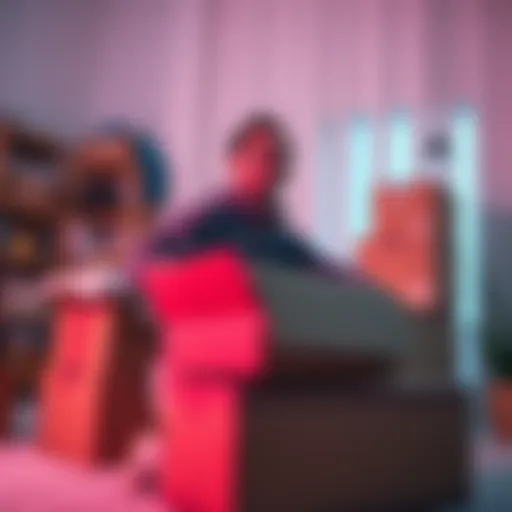 A person packing boxes and preparing for a move, showing both excitement and determination.