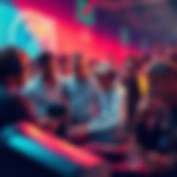 People crowding around computers and phones, anxiously purchasing Zcash as its value drops, showing signs of concern in their expressions.