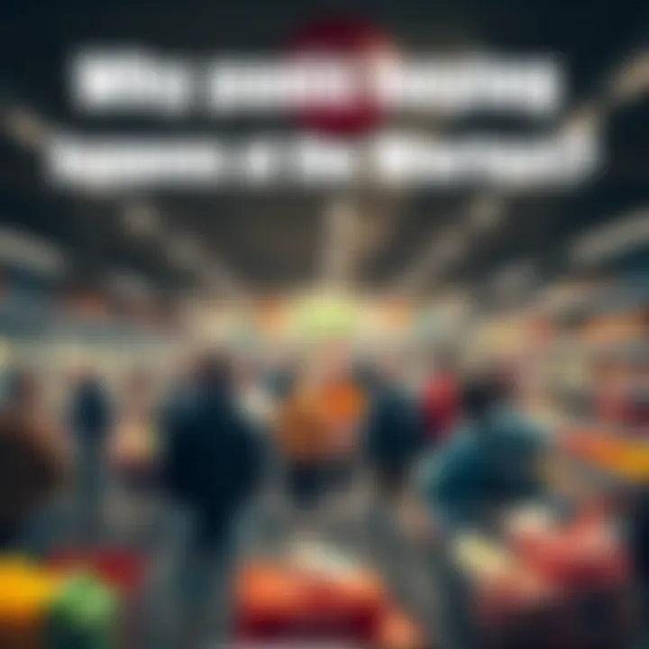 A crowded grocery store with many people actively filling their carts, showcasing the rush of panic buying